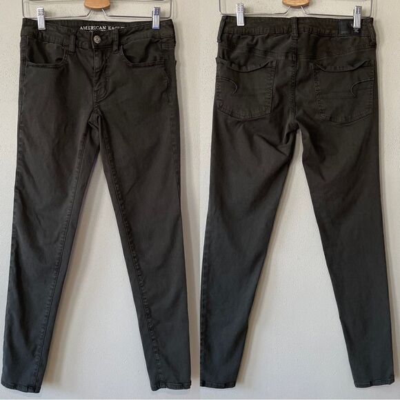American Eagle Dark Grey/Green Jeggings - Size: 6 Regular - Picture 1 of 9